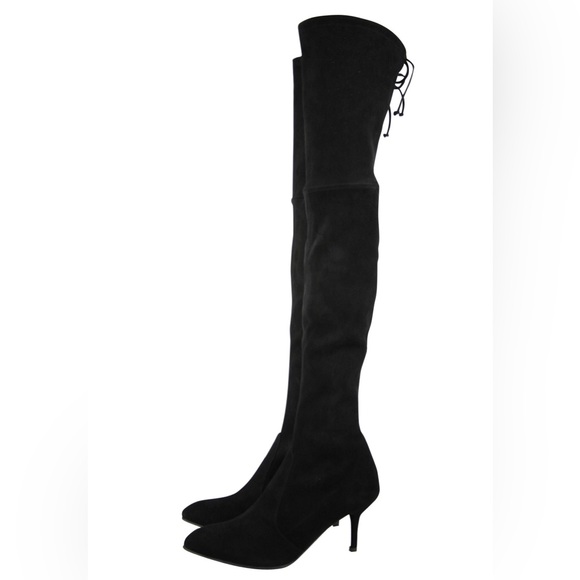 STUART WEITZMAN Black Suede Solid Tiemodel Over-The-Knee Boot - Picture 8 of 11